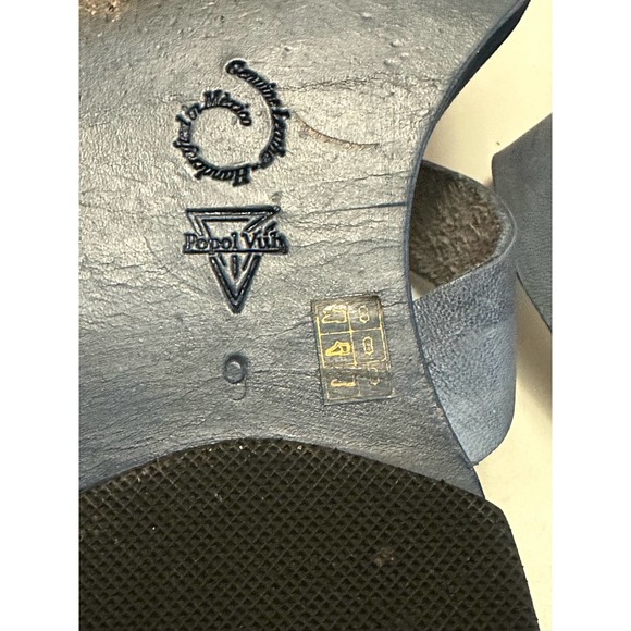 POPOL VUH Mexico handcrafted painted leather blue sandals for women - Picture 3 of 6